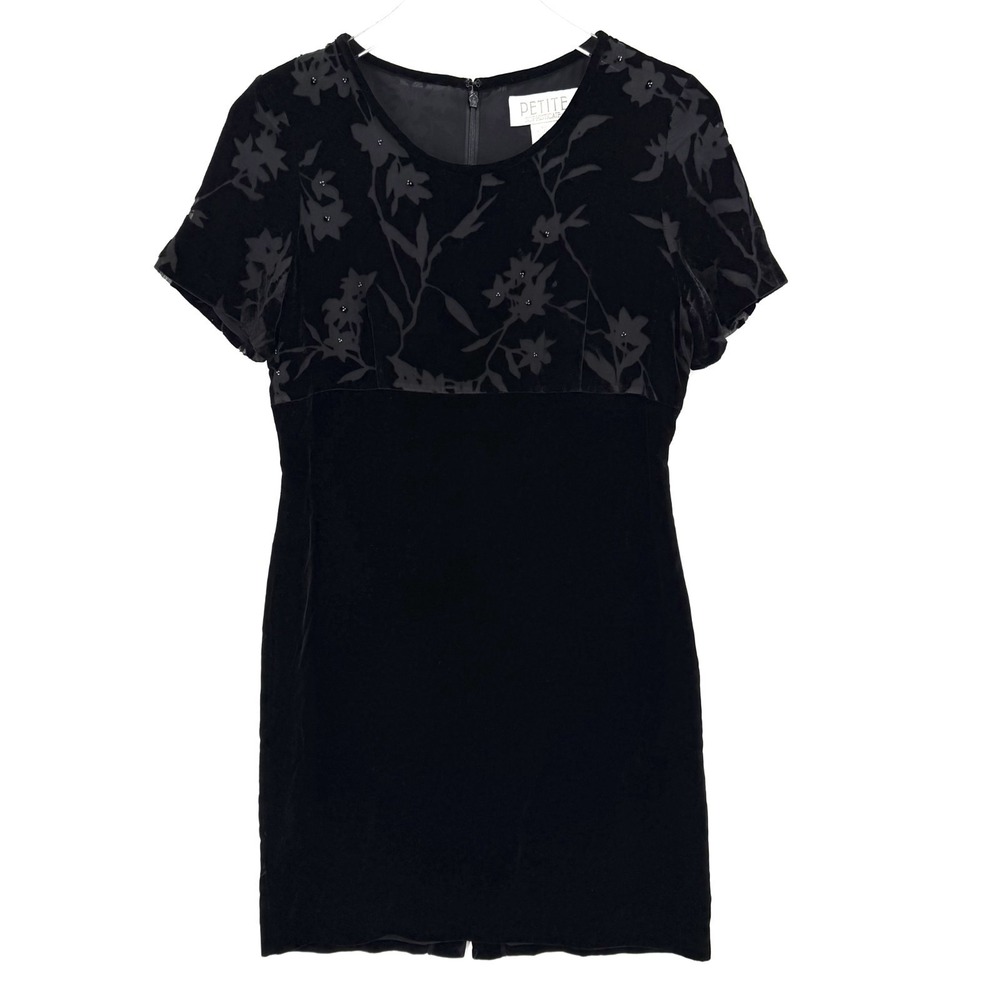 VTG 90s Floral Velvet Burnout Silk Blend Mini Dress Size 6 Whimsigoth Fairy Vamp